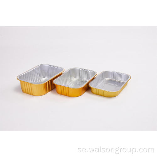 Gold Square Aluminium Foil Food Lunch Box